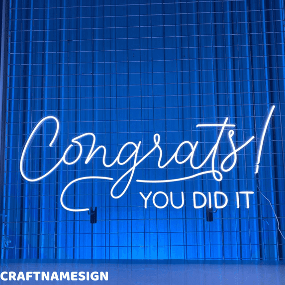 Craftnamesign Congrats You Did It Neon Sign, Graduation Congrats Event Wall Decor