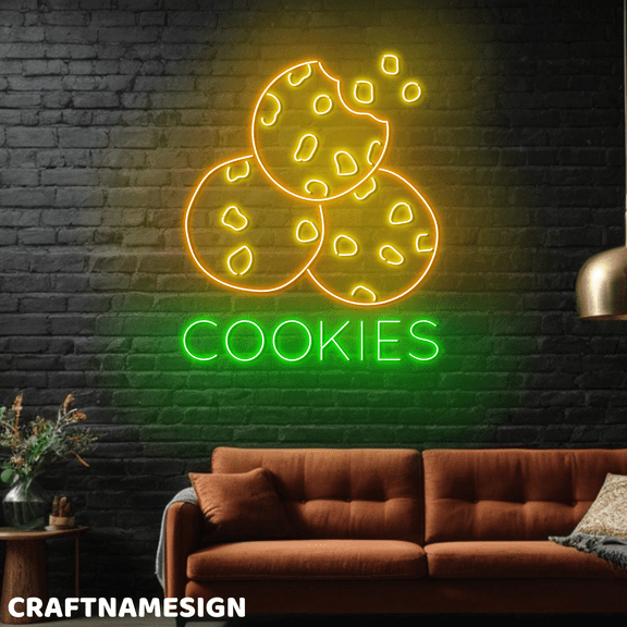 Craftnamesign Cookies Neon Sign, Open Sign For Cookies Store Dessert Store Decor