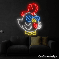 Craftnamesign Cool Chicken Neon Sign for Chicken Shop Restaurant Wall Decor