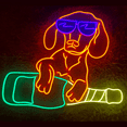 thumbnail image 1 of Craftnamesign Cool Dog Hold Wine Neon Sign 23" x 19" for Wine Shop Restaurant Wall Decor, 1 of 4