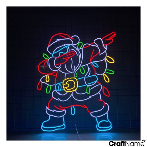 Craftnamesign Cool Santa Claus Neon Light Sign Wall Art For Xmas Christmas Decoration