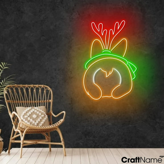 Craftnamesign Corgi Butt Neon Light Up Wall Art For Pet Shop Xmas Season Decor