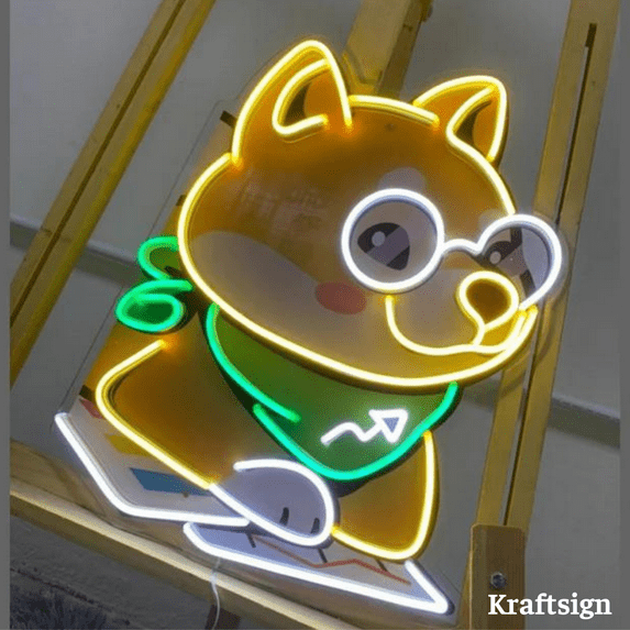 Craftnamesign Corgi Dog Neon Acrylic Print Sign, Corgi Dog Lover Gifts, Corgi Decor, Corgi Sign