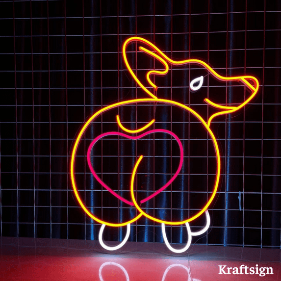 Craftnamesign Corgi Dog Neon Sign, Dog Spa LED Sign, Corgi Dog Lover Gifts