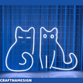 thumbnail image 1 of Craftnamesign Couple Cat Neon Sign, Minimalist Wall Art, Pet Spa Wall Decor, 1 of 4
