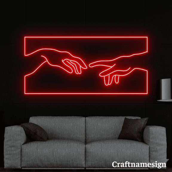 Craftnamesign Couple Hand Neon Sign for Living Room Bedroom Wall Decor