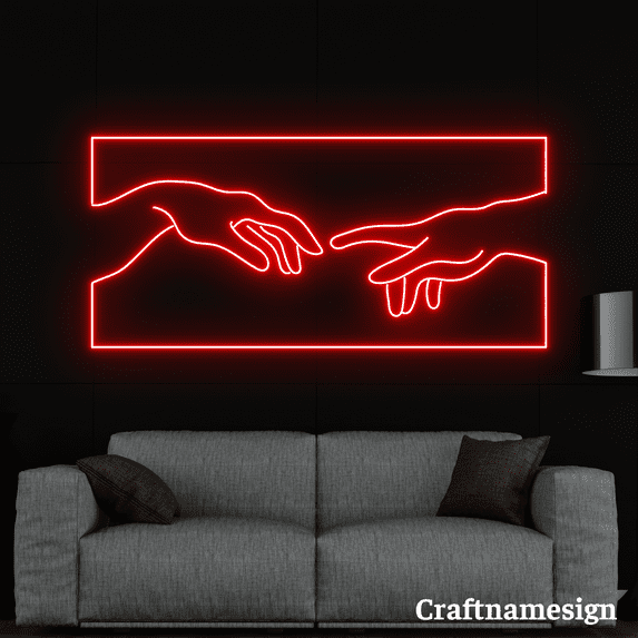 Craftnamesign Couple Hand Neon Sign for Living Room Bedroom Wall Decor
