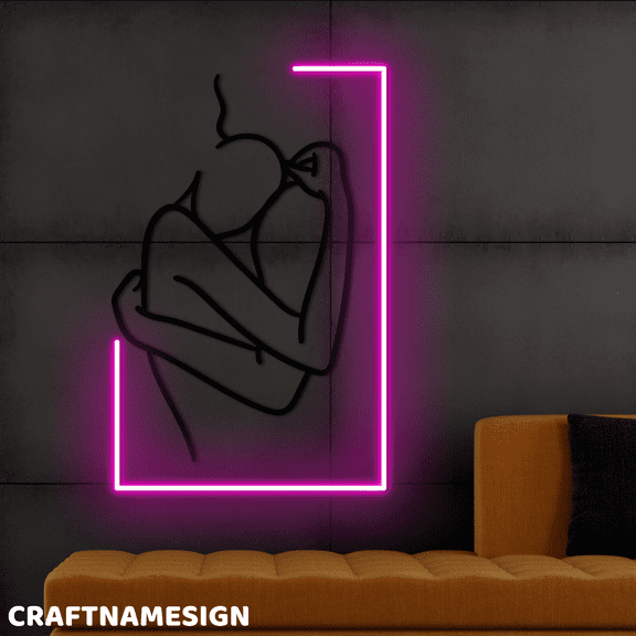Craftnamesign Couple Hug Printed Neon Lights For Bedroom Couple Room Wall Decor