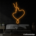 thumbnail image 1 of Craftnamesign Couple Kissing Heart Line Art Neon Sign for Couple Room Wedding Party Bedroom Wall Decor, 1 of 5
