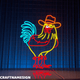 thumbnail image 1 of Craftnamesign Cowboy Chicken Led Sign, Cool Rooster Wall Decor, Bar Pub Wall Art, 1 of 4