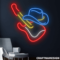 thumbnail image 1 of Craftnamesign Cowboy Guitar Neon Sign, Western Country Living Wall Room Decor, 1 of 4