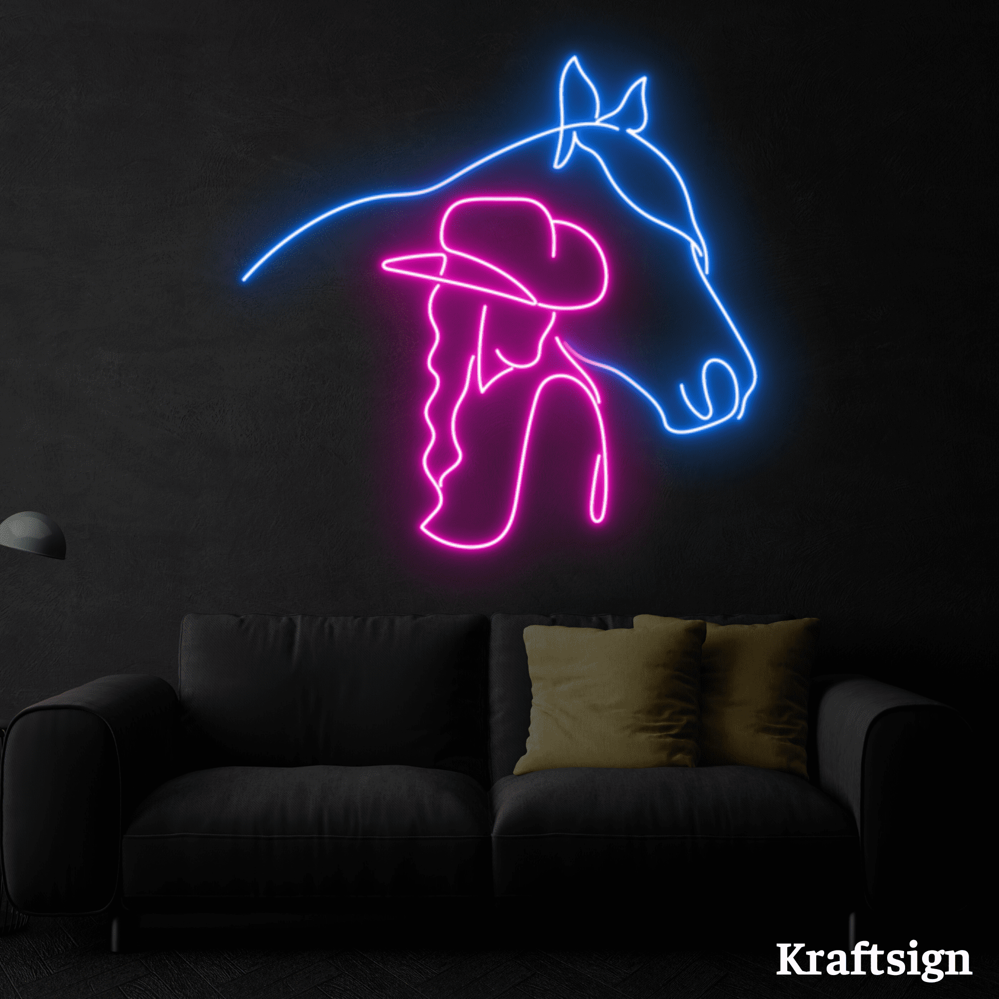 Craftnamesign Cowgirl Horse Neon LED Sign, Girl Room Decor, Gifts For