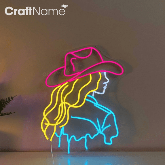 Cowgirl Neon Sign, Cowgirl Led Sign, Custom Cowgirl Lady Neon Light