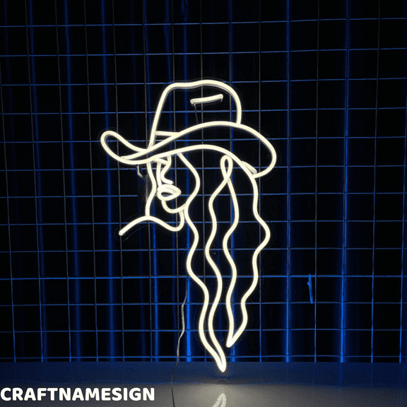 Craftnamesign Cowgirl Neon Sign, Cowgirl Wall Art, Bar Pub Club Wall Decor