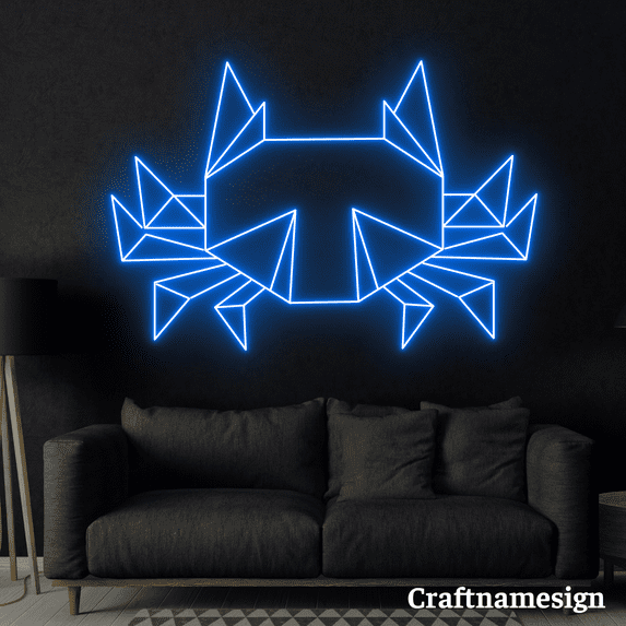 Craftnamesign Crab Geometric LED Light Neon Sign for Seafood Restaurant Bedroom Wall Decor