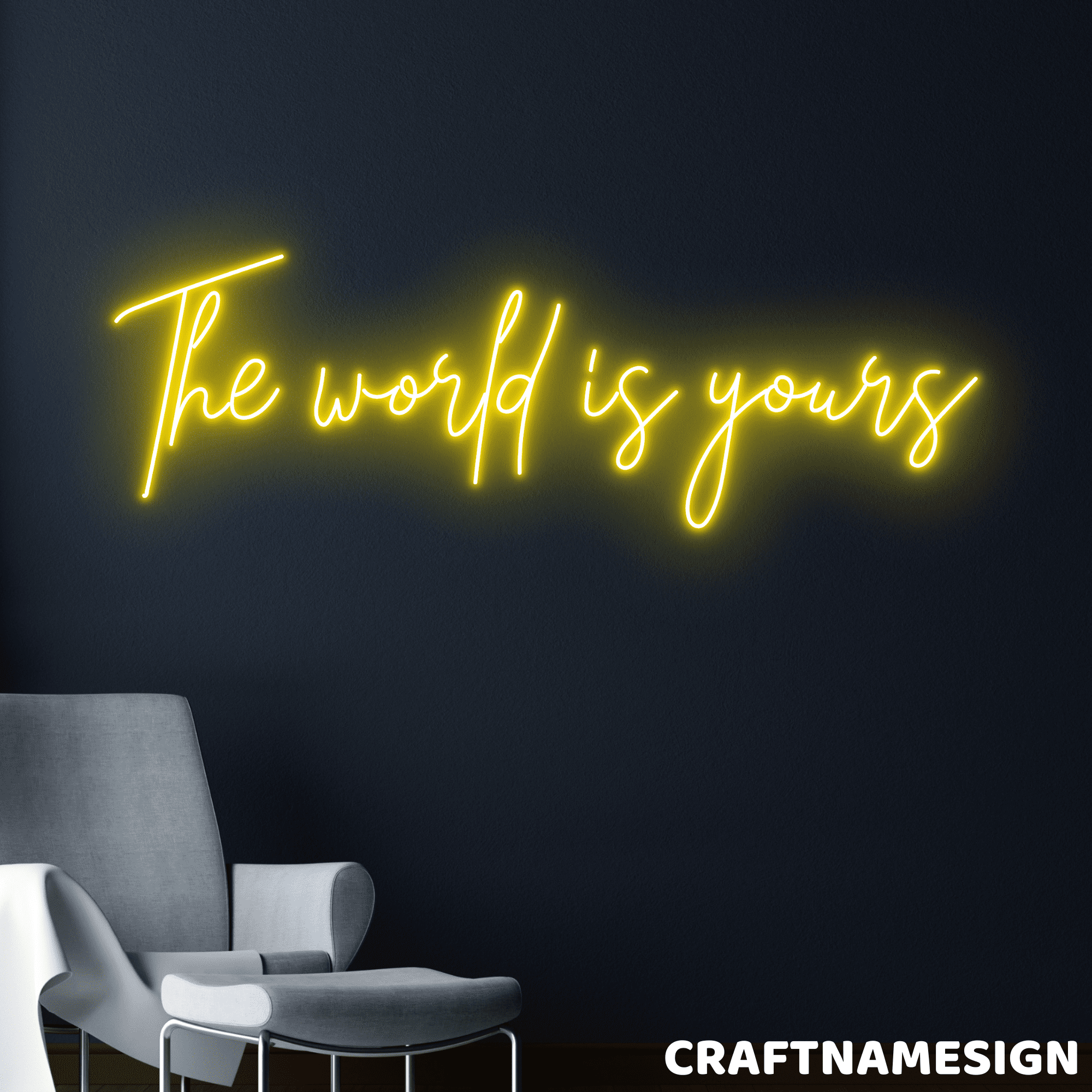 Craftnamesign The World Is Yours Neon Sign Bedroom Wall Decor craftnamesign-the-world-is-yours-neon-sign-bedroom-wall-decor