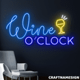 thumbnail image 1 of Craftnamesign Wine O'clock Neon Sign, Bar Pub Wall Decor, Wine Lounge Wall Art, 1 of 3