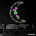 thumbnail image 1 of Craftnamesign Crescent Moon Flora Neon Sign, Room Wall Art, Bedroom Decor, 1 of 4