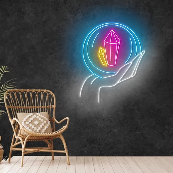 Craftnamesign Crystal Ball Neon Light, Psychic LED Sign, Tarot Wall Art Decor