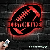 Craftnamesign Custom American Football Metal Wall Art LED Light, Personalized Player Name Sign