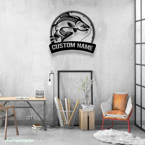 Craftnamesign Custom Atlantic Salmon Fishing Metal Sign LED Light, Fishing Sign, Fishing Wall Decor