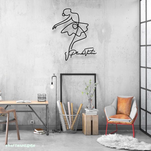 Craftnamesign Custom Ballerina Dance Metal Line Art LED Light, Custom Girl Ballet Dancing Name Sign
