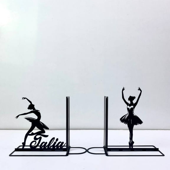 Craftnamesign Custom Ballet Metal Bookends for Shelves, Ballet Book Shelf Holder