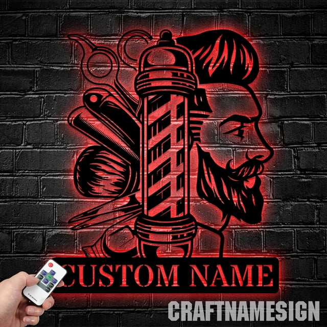 Craftnamesign Custom Barber Metal Sign LED Light, Barber Sign, Barber ...