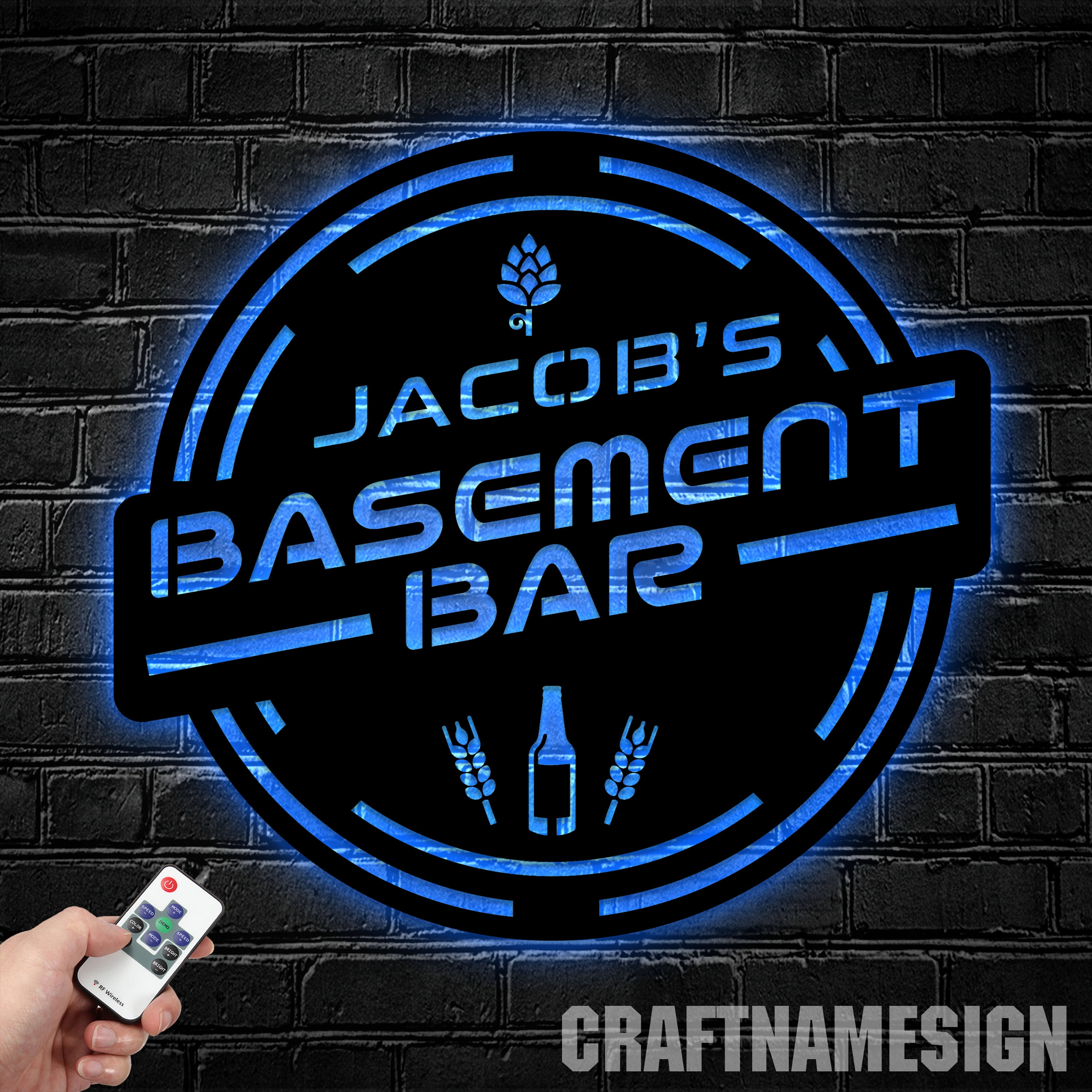 Craftnamesign Custom Basement Bar Metal Wall Art, Personalized Home Bar
