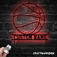 thumbnail image 1 of Craftnamesign Custom Basketball Ball Metal Wall Art LED Light, Basketball Sign, Basketball Gifts, 1 of 5