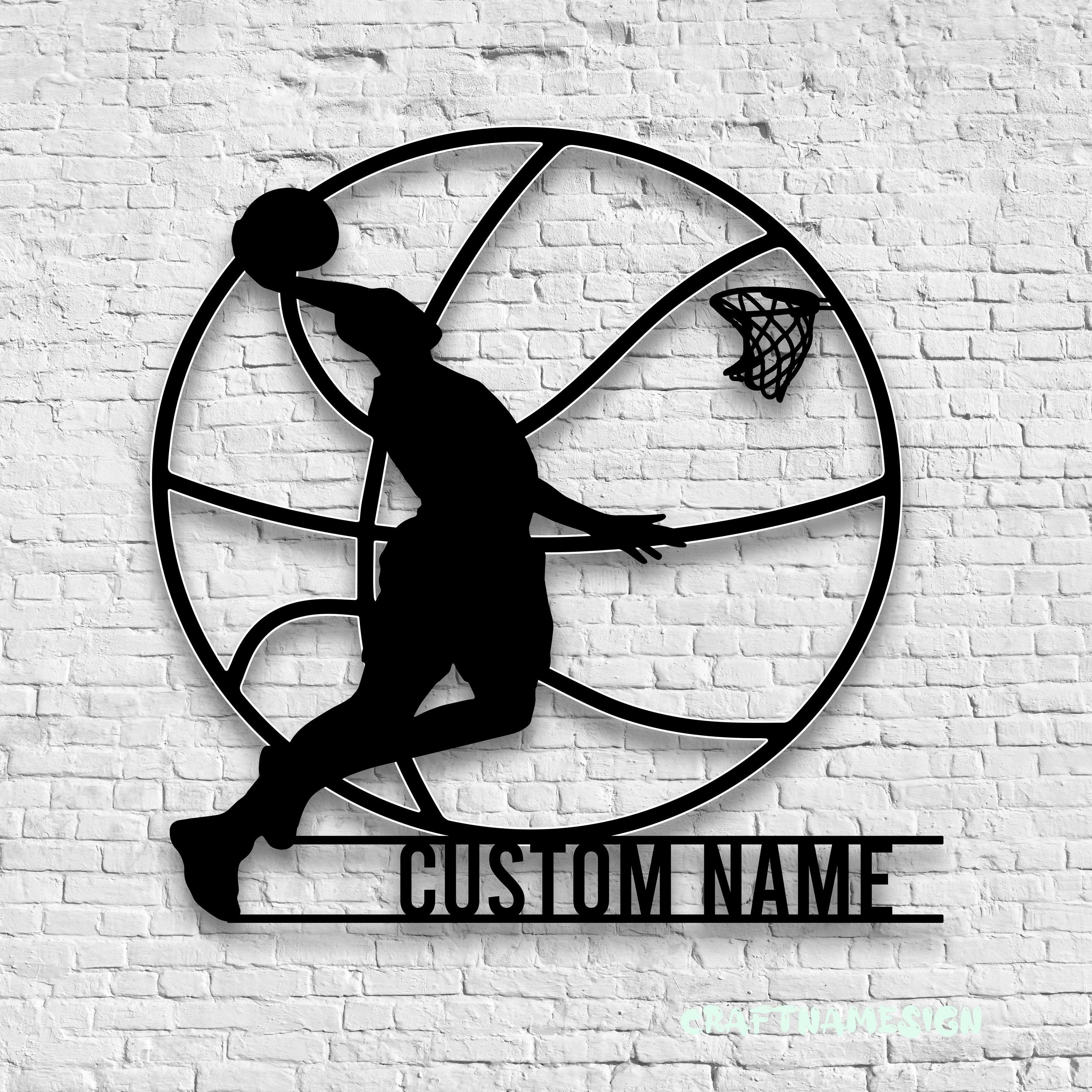 Craftnamesign Custom Basketball Metal Wall Art LED Light, Basketball