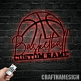 thumbnail image 1 of Craftnamesign Custom Basketball Metal Wall Art Led Light, Basketball Wall Decor, Basketball Gift, 1 of 5