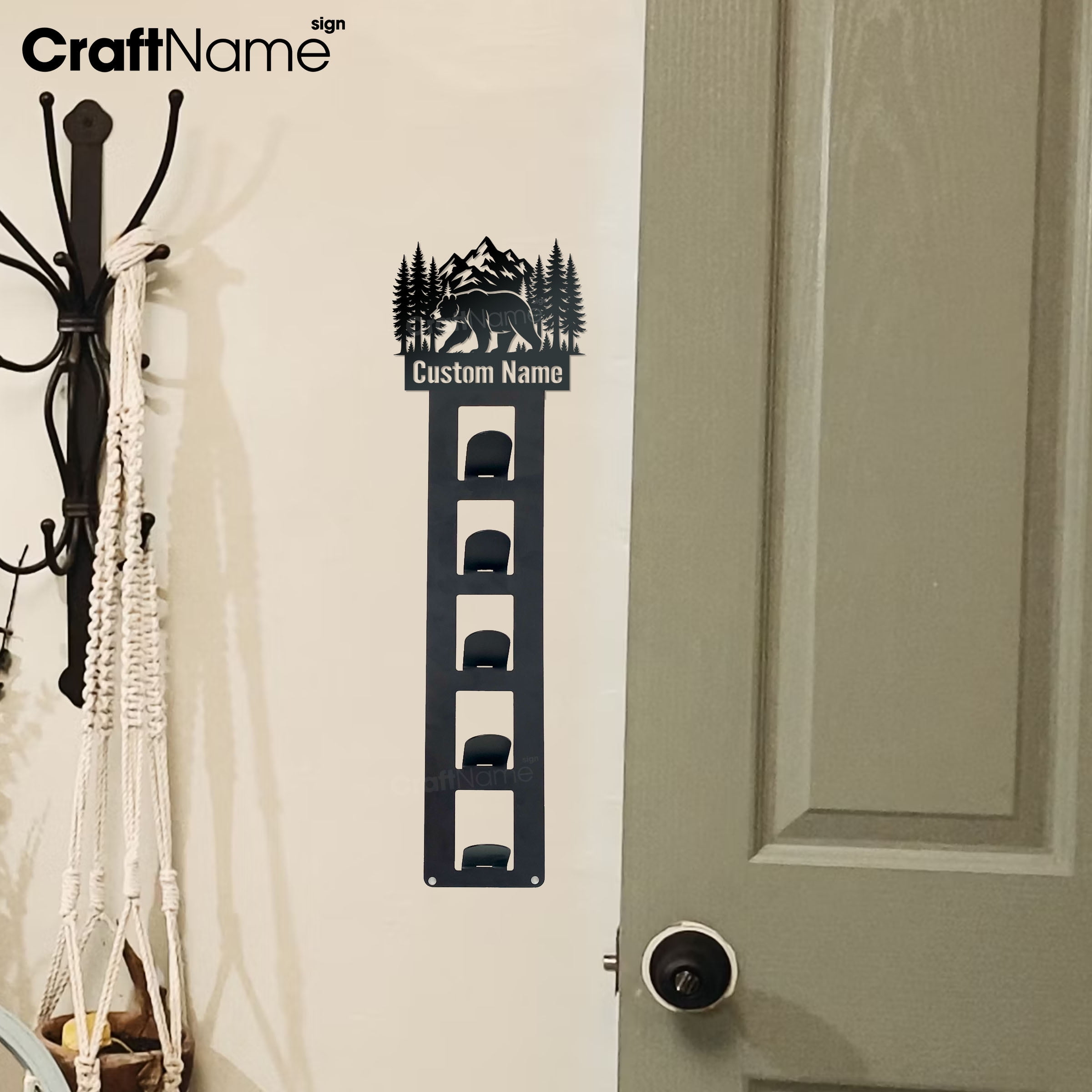 Craftnamesign Custom Bear Metal Hat Rack Wall Decor, Cap Rack Organizer ...