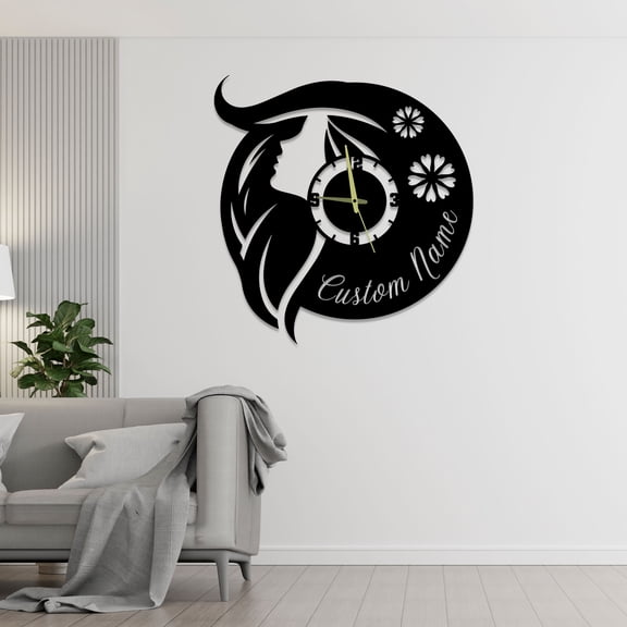 Craftnamesign Custom Beauty Salon Wall Clock For Nails Studio Hairdressing Shop Decor
