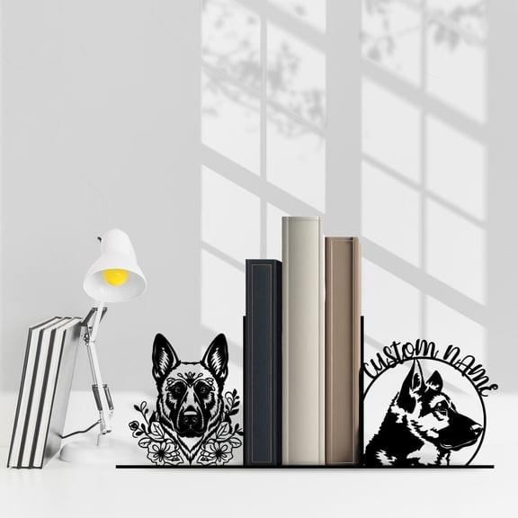 Craftnamesign Custom Belgian Shepherd dog Bookends, Dog Book Shelf Holder, Dog Book Stoppers
