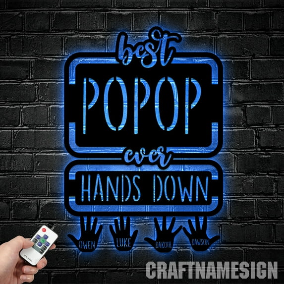 Craftnamesign Custom Best Popop Ever Metal Wall Art LED Light, Personalized Name Sign