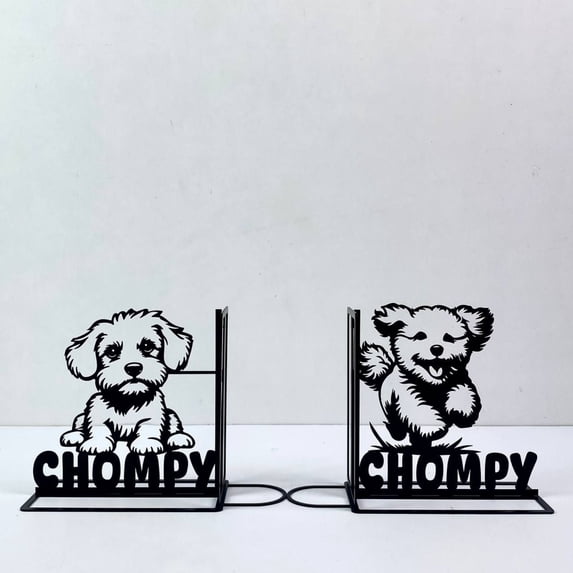 Craftnamesign Custom Bichon Frise Dog Metal Bookend, Cute Dog Book Stoppers for Library, Office