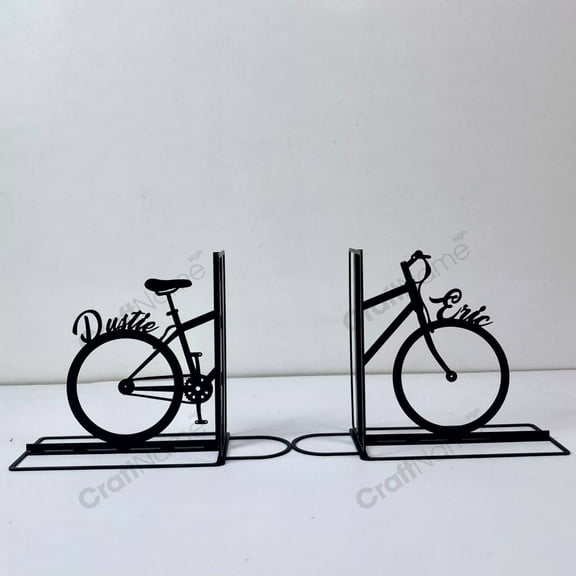 Craftnamesign Custom Bicycle Bookends for Shelves, Bicycle Book Stoppers for Library, Office