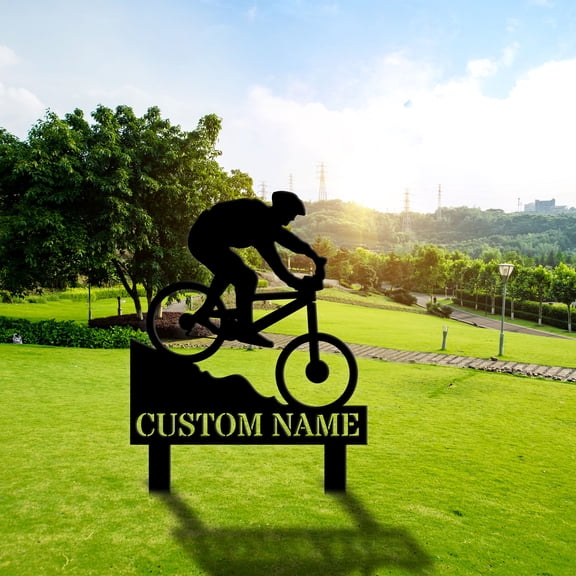 Craftnamesign Custom Biker Grave Markers Garden Metal Stake, Memorial Cemetery Garden Sign