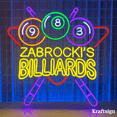 thumbnail image 1 of Craftnamesign Custom Billiards Neon Sign,Custom Name Signs,Pool Club Decor, 1 of 4