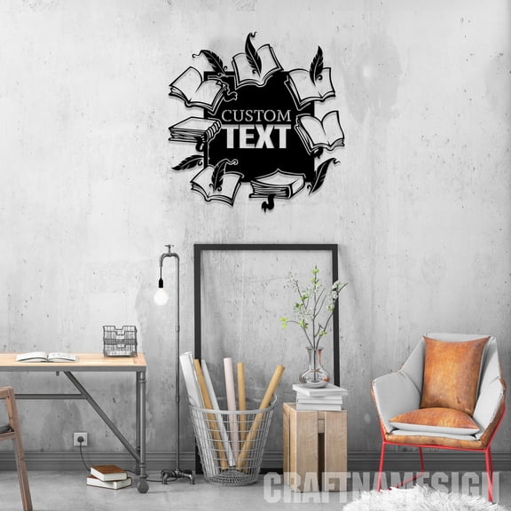 Craftnamesign Custom Books Metal Sign LED Light, Library Sign, Book Club Decor, Reading Room Sign