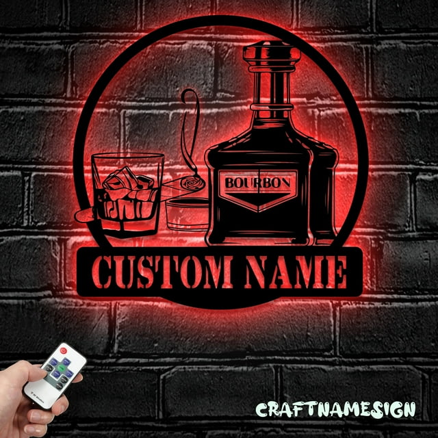 Craftnamesign Custom Bourbon Whiskey Cigar Metal Wall Art, Bourbon Bar ...