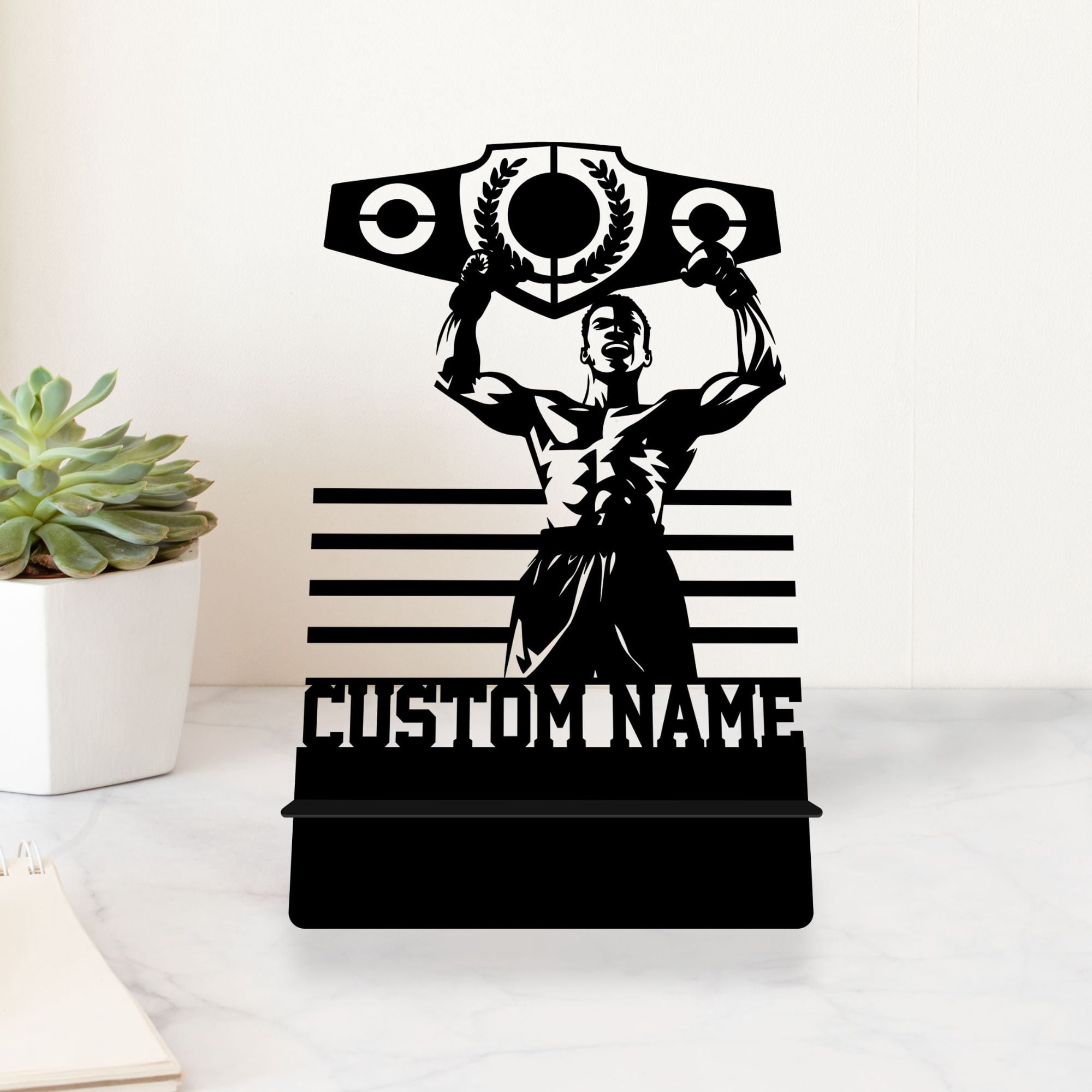 Craftnamesign Custom Boxing Metal Cell Phone Desk Holder, Metal Boxing Phone Holder Phone Stand
