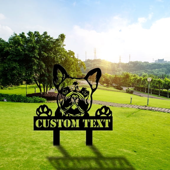 Craftnamesign Custom Bulldog Grave Markers Garden Stake, Pet Memorial Gifts Cemetery Garden Sign