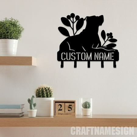 Craftnamesign Custom Bulldog Metal Key Holder, Decorative Key Holder, Metal Key Hanger