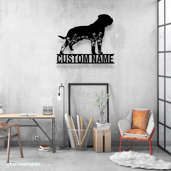 Craftnamesign Custom Bullmastiffs Metal Wall Art LED Light, Bullmastiffs Dog Lover Name Sign
