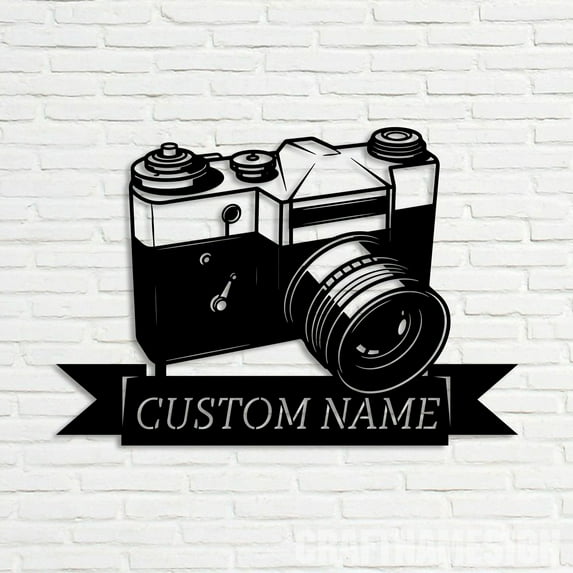 Craftnamesign Custom Camera Photo Taking Metal Sign, Photographer Name Sign, Photography Sign