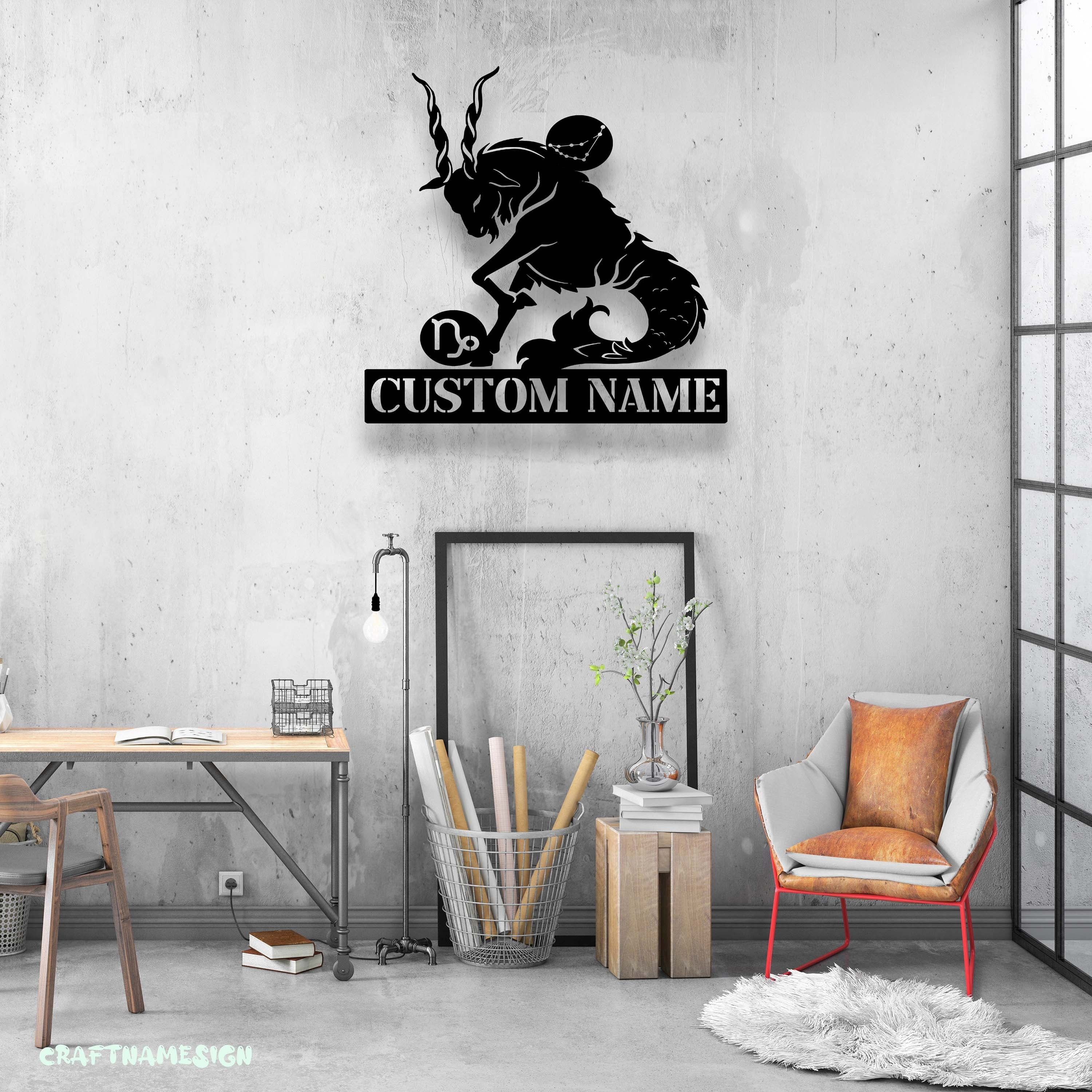 Craftnamesign Custom Capricorn Zodiac Symbol Metal Sign LED Light ...