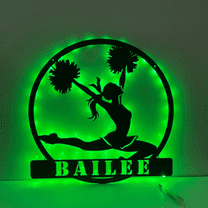 Craftnamesign Custom Cheerleader Metal Wall Art LED Light, Cheerleader Name Signs Home Decor