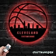 thumbnail image 1 of Craftnamesign Custom Cleveland Skyline Basketball Metal Sign LED Light, Basketball Player Name Sign, 1 of 5